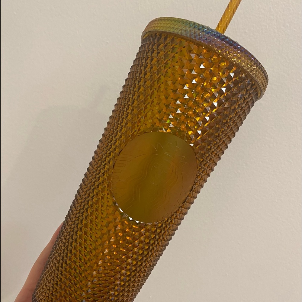 Gold color shifting Starbucks studded tumbler